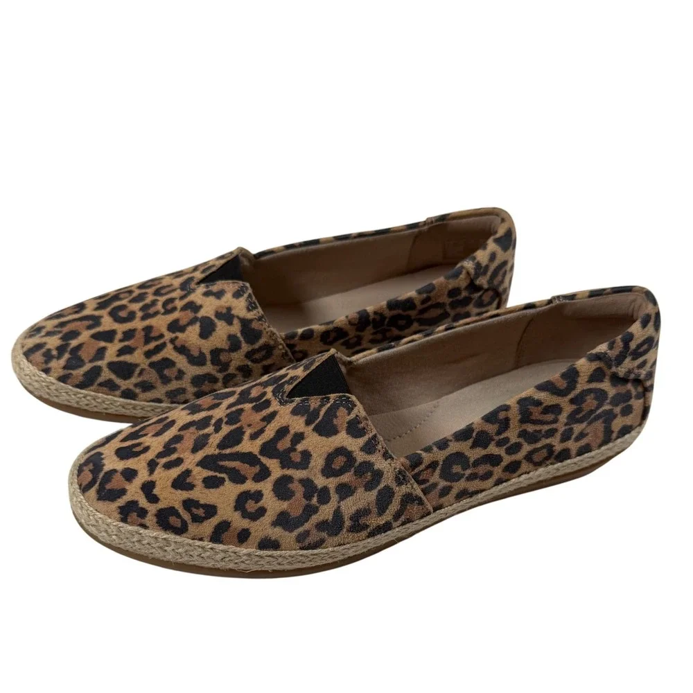 Clarks Collection Danelly Sky Leopard Print Espadrille Flats Brown Tan 8.5 M